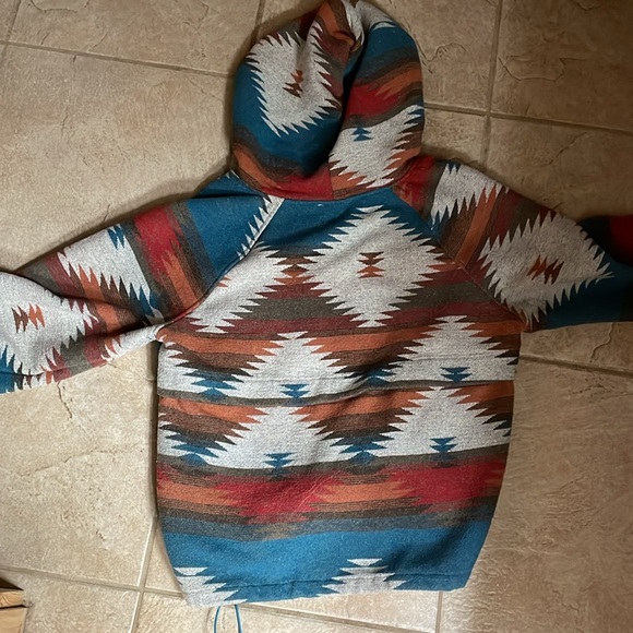 Main Strip Aztec Quarter Zip Hoodie Sweatershirt - Picture 4 of 4